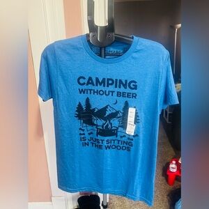 Unlabeled Blue 'Camping Without Beer' Graphic Tee